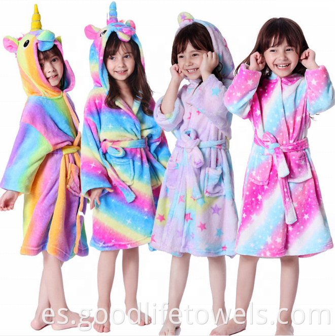 Kids Unicorn Flannel Bathrobes
